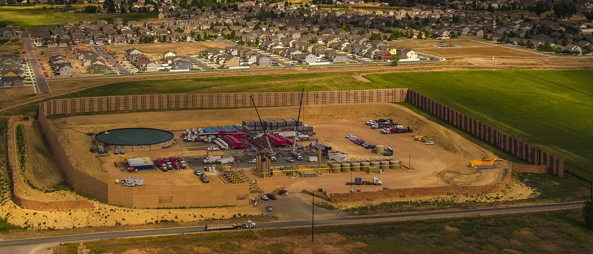 A Liberty frac site near a residential community